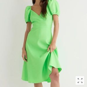 NWT J. Crew Linen Blend Puff Sleeve Midi Dress size 6